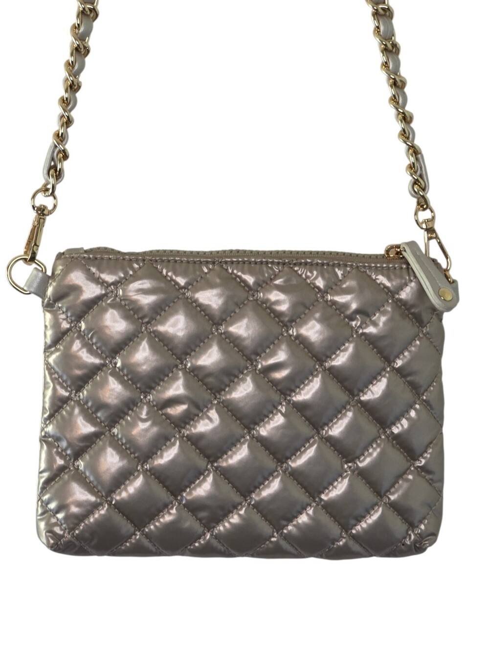Lemonbella Quilted Chain Strap Bag Small Crossbody Removable Strap Neutral - Picture 1 of 14